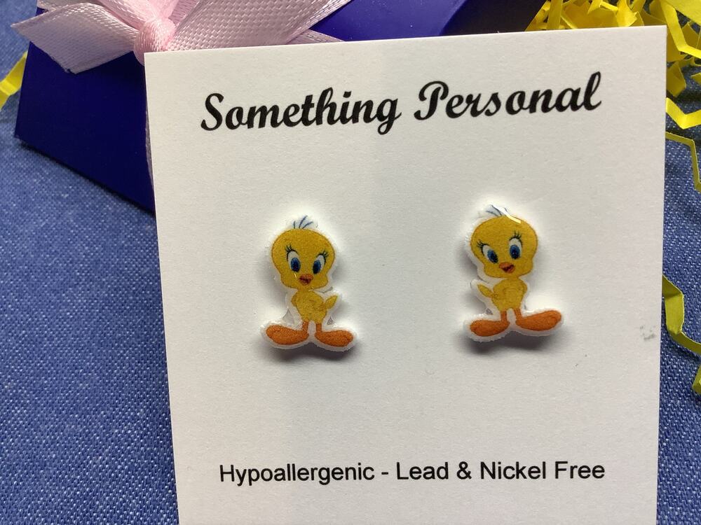 Tweety Bird - Looney Tunes Inspired Post Earrings - Gift Boxed - Chibi Cute